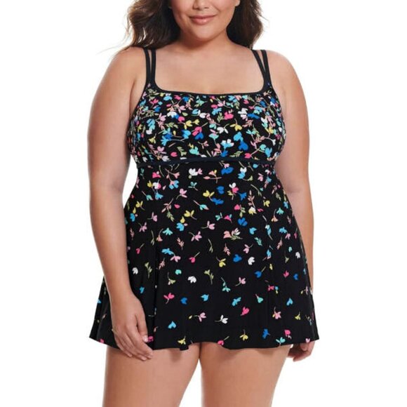 Longitude Swimsuit Dress Size 22 One Piece Tummy Control Long Torso Whimsigoth - Picture 1 of 14